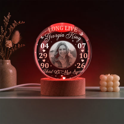 Personalized Photo Memorial Long Live Until We Meet Again Crystal Ball Night Light