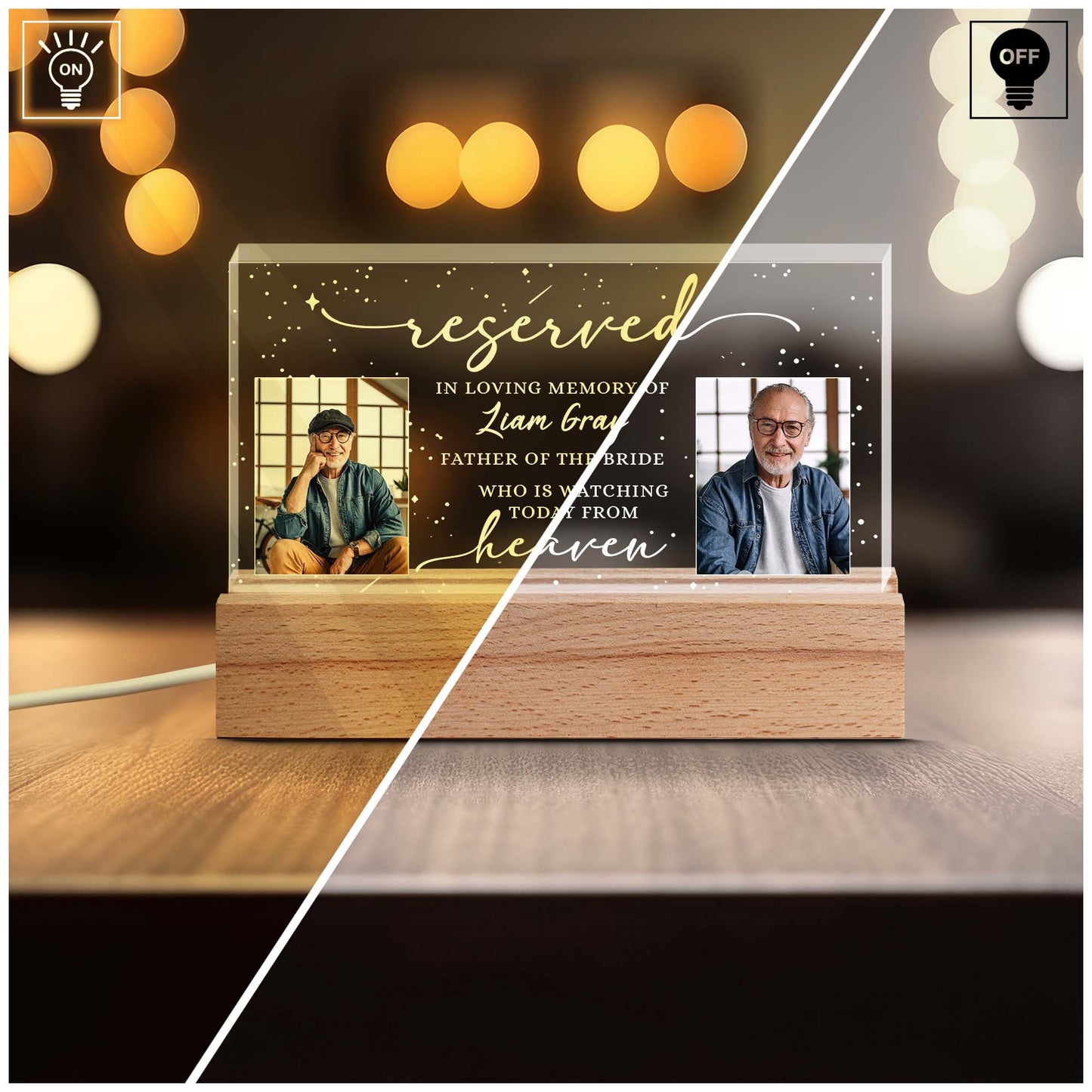 Personalized Memorial Photo Reserved in Loving Memory of Father of the Bride Acrylic Plaque LED Light Night