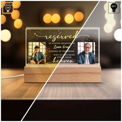 Personalized Memorial Photo Reserved in Loving Memory of Father of the Bride Acrylic Plaque LED Light Night