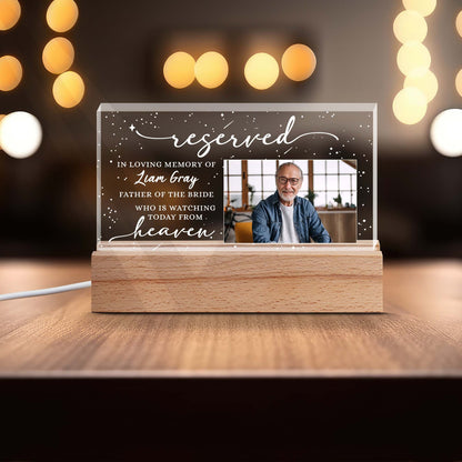 Personalized Memorial Photo Reserved in Loving Memory of Father of the Bride Acrylic Plaque LED Light Night