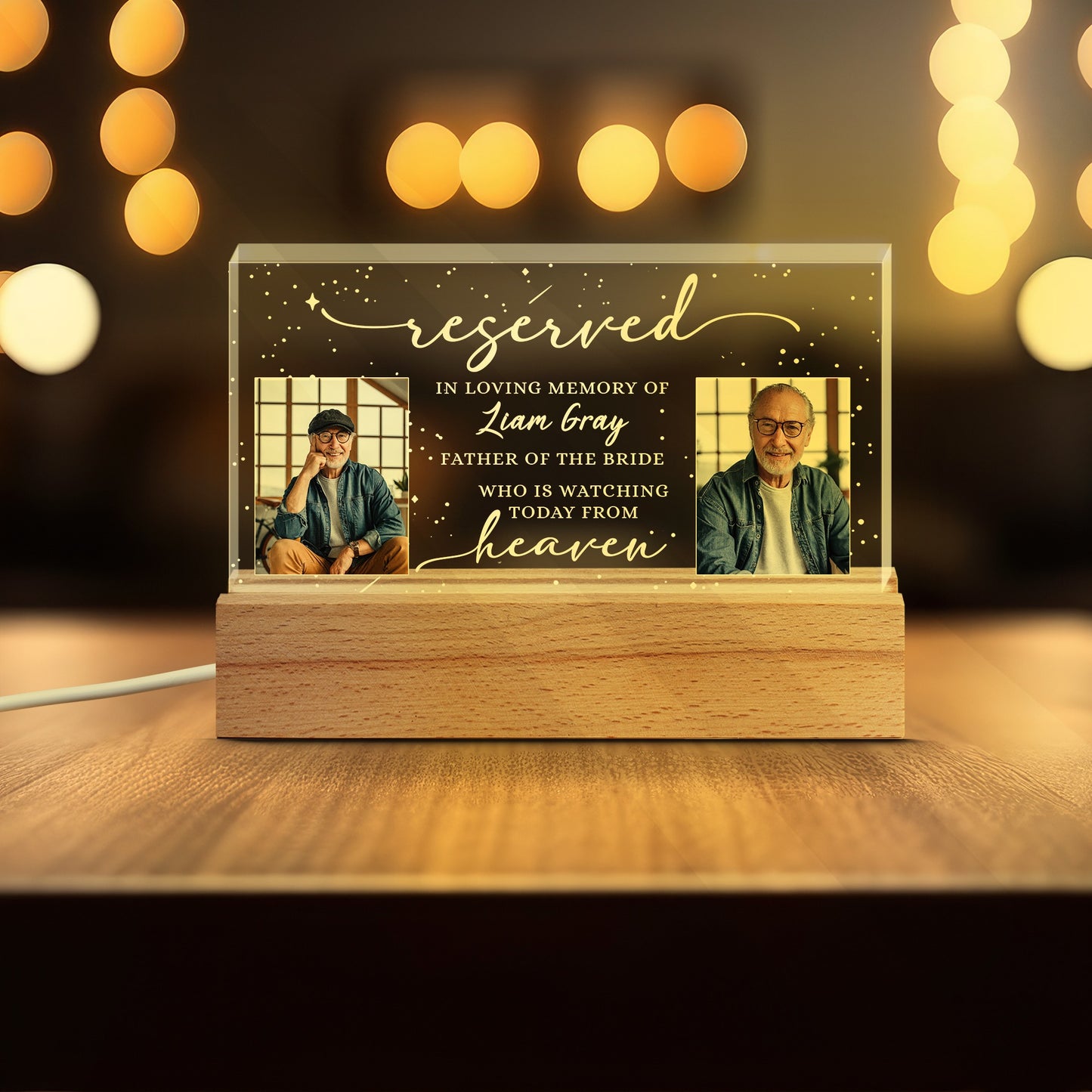 Personalized Memorial Photo Reserved in Loving Memory of Father of the Bride Acrylic Plaque LED Light Night