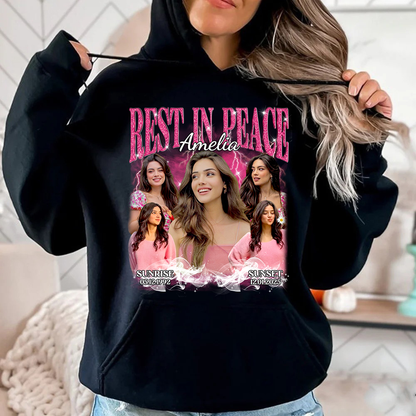 Personalized Photo Memorial Rest In Peace Sympathy Gift Loss Of Loved One Hoodie