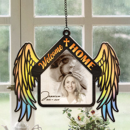 Personalized Photo Safe In Arms Of Jesus Welcome Home Jesus Hanging Suncatcher Ornament