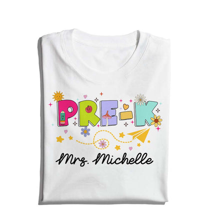 Personalized Pre-K Teacher Shirt, Retro Back to School Teacher T-Shirt
