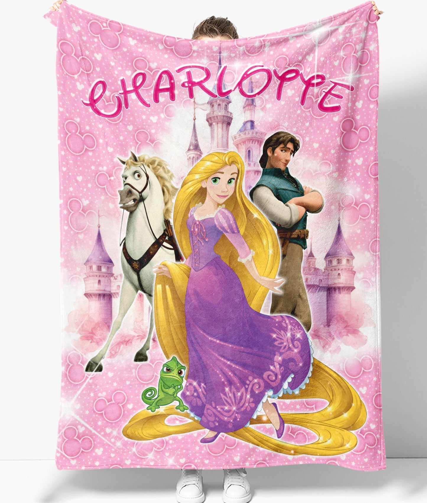 Personalized Princess Movie Blanket For Daughter, Cloudy Hair Movie Blanket