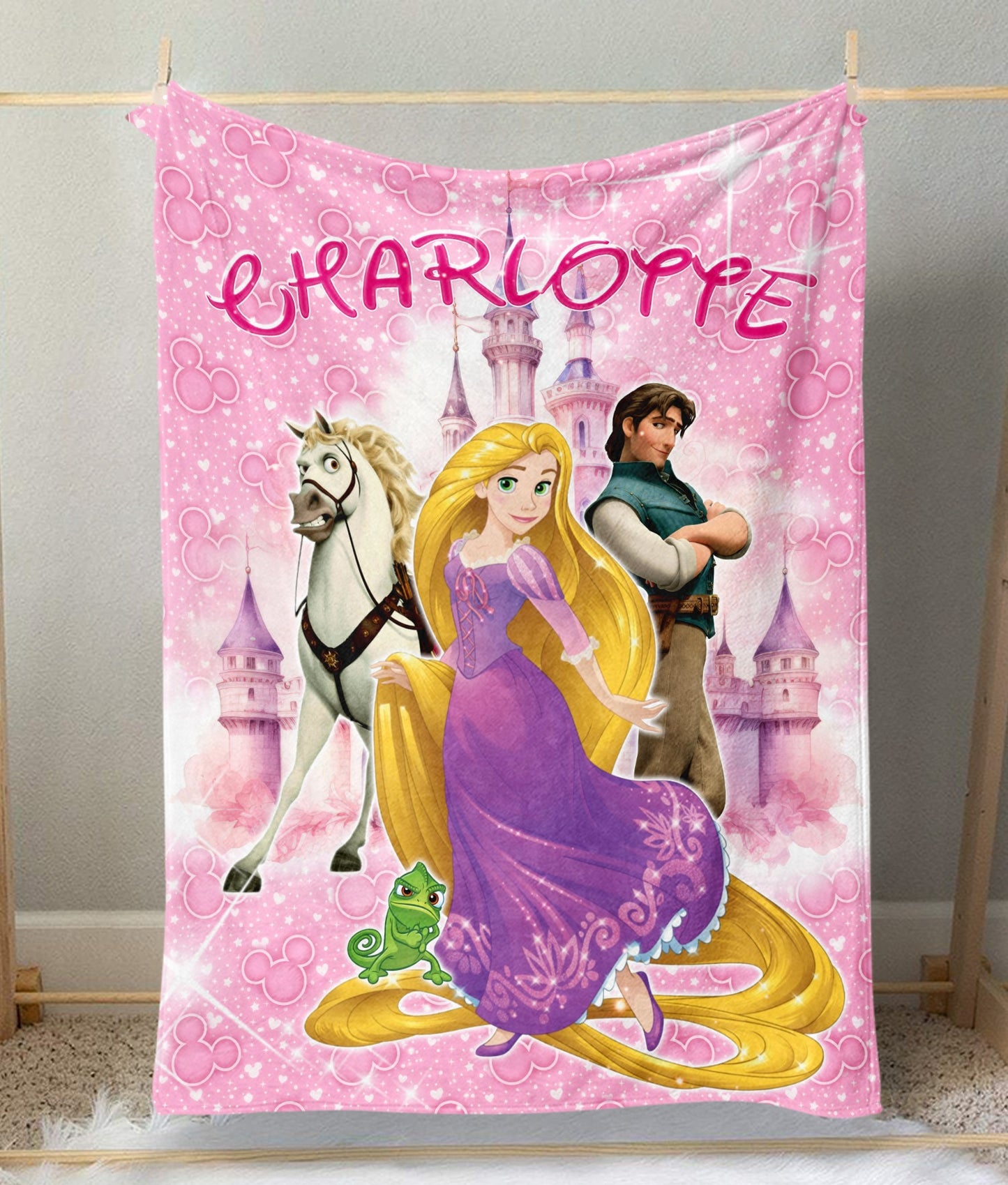 Personalized Princess Movie Blanket For Daughter, Cloudy Hair Movie Blanket