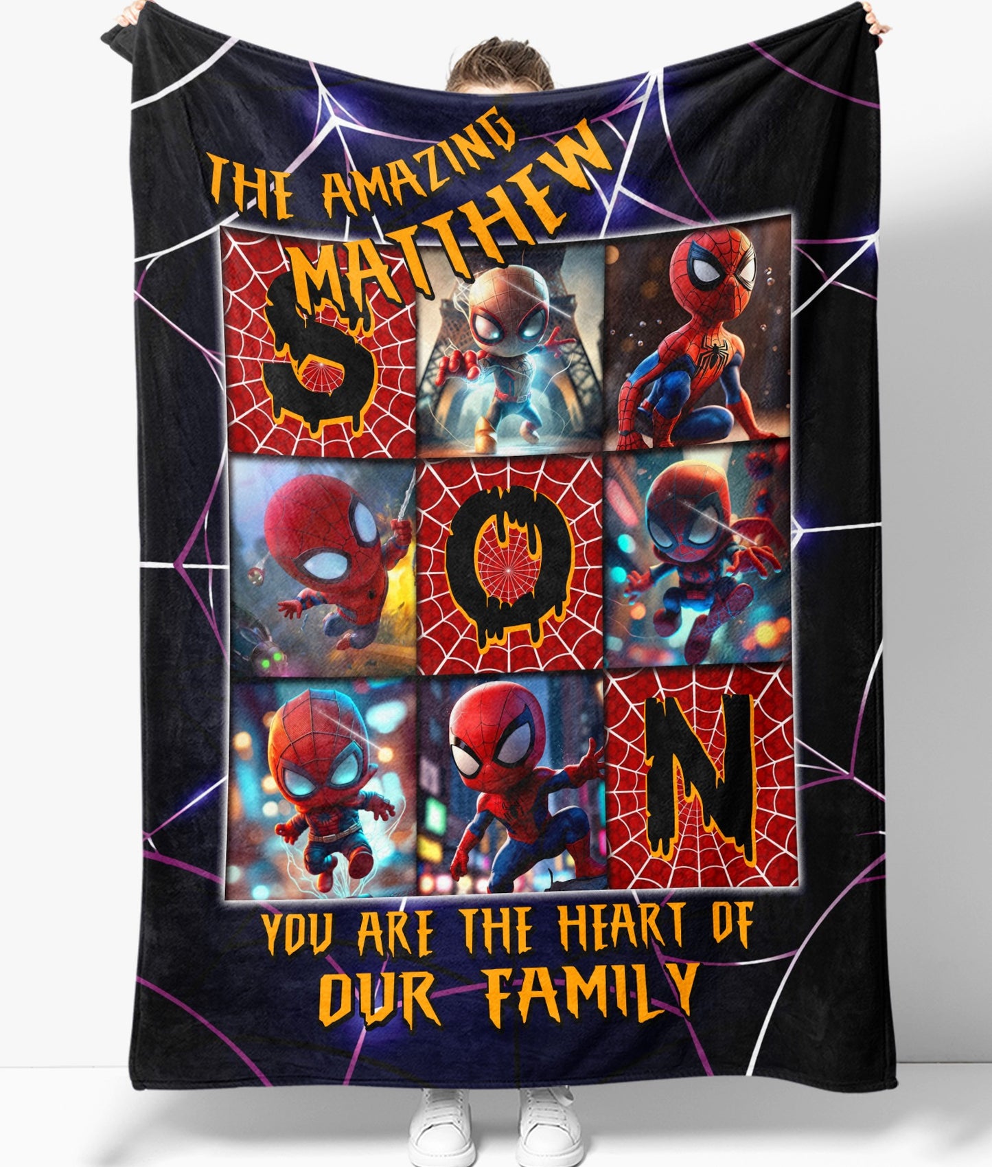 Personalized Son Spider Hero The Amazing You Are The Heart Of Our Family Blanket