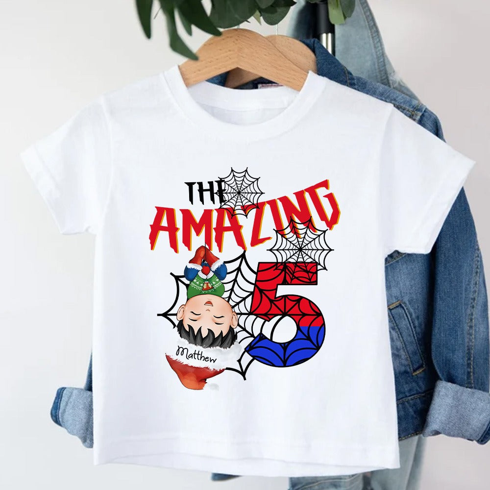 Personalized Spider Baby Boy Christmas, The Amazing Spiderboy Kid T- Shirt