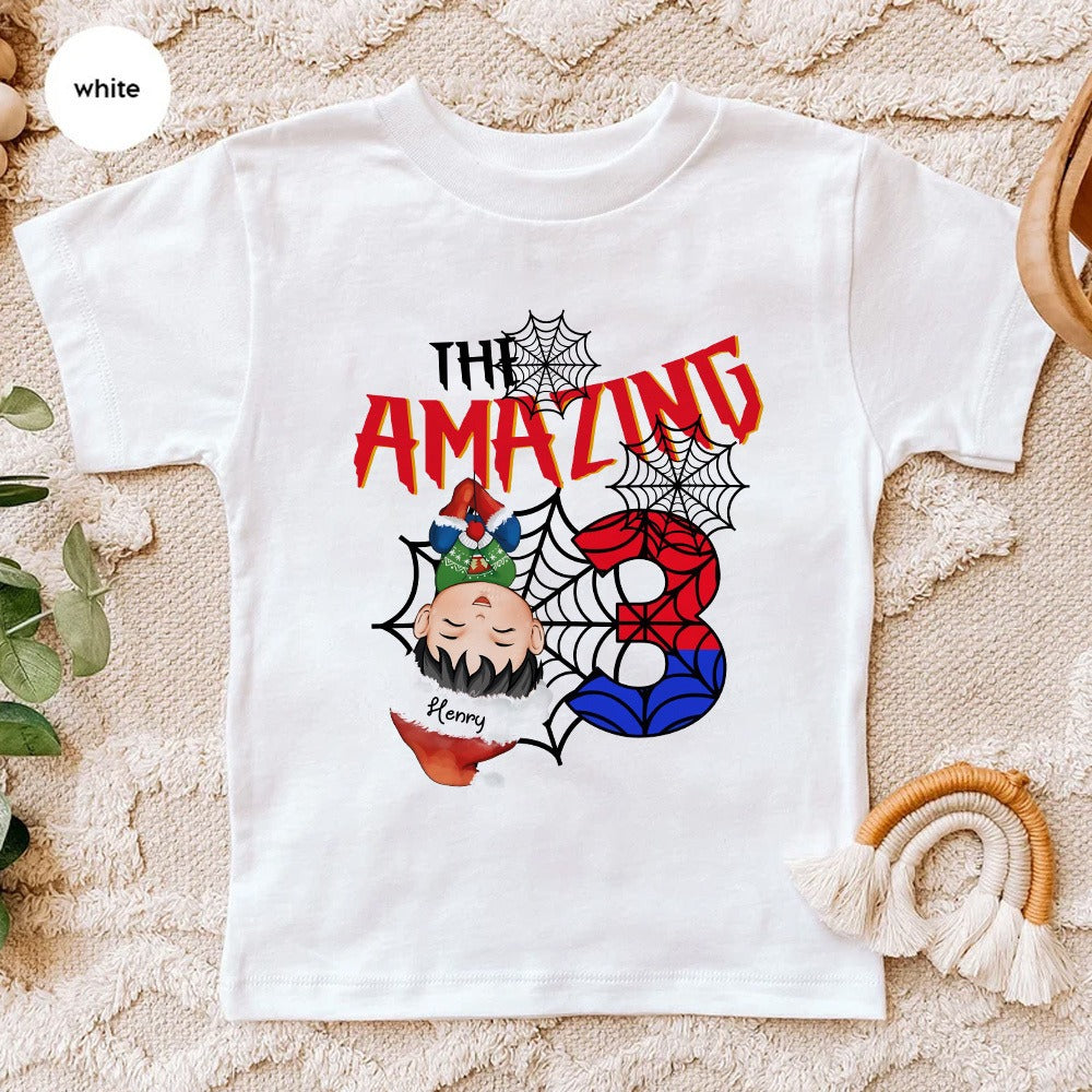 Personalized Spider Baby Boy Christmas, The Amazing Spiderboy Kid T- Shirt