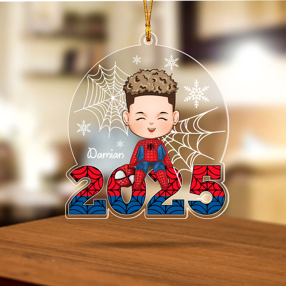 Personalized Spider Boy 2025 Superhero Boy Christmas Gift Acrylic Ornament