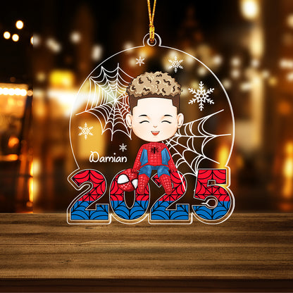 Personalized Spider Boy 2025 Superhero Boy Christmas Gift Acrylic Ornament