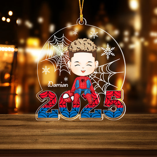 Personalized Spider Boy 2025 Superhero Boy Christmas Gift Acrylic Ornament