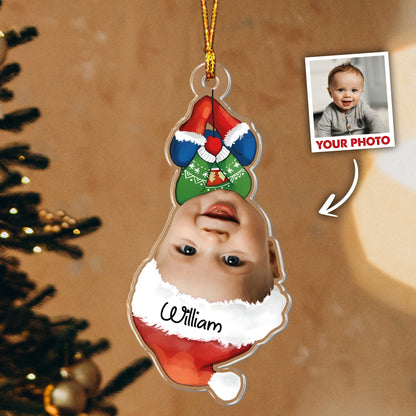 Personalized Spider Boy Photo Ornament, Spider Baby Face Christmas Acrylic Ornament