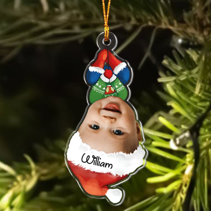 Personalized Spider Boy Photo Ornament, Spider Baby Face Christmas Acrylic Ornament