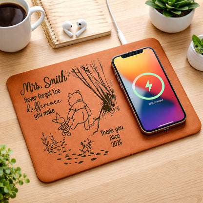 Personalized Teacher Gift Never Forget The Difference You Make Leather Charging Mat