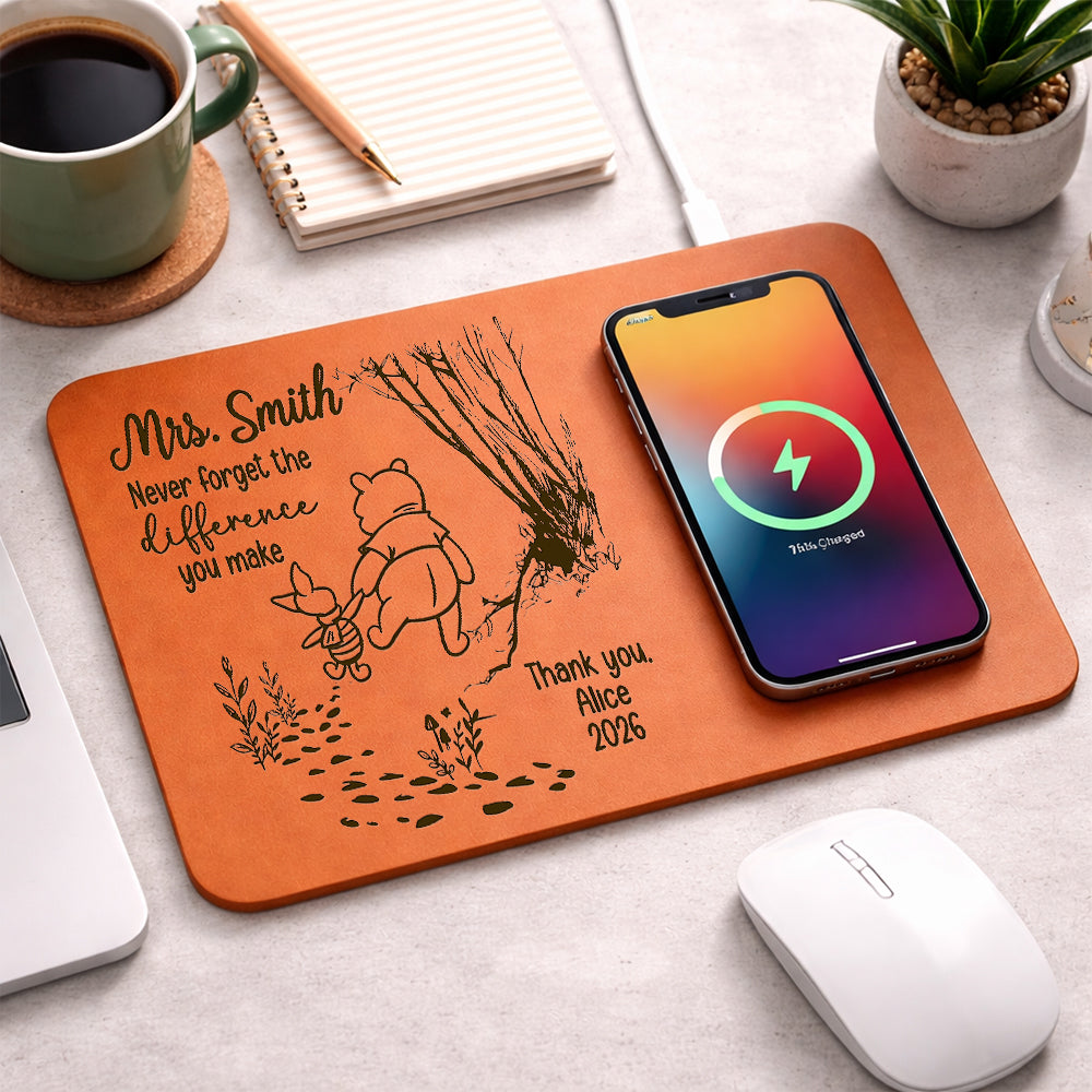 Personalized Teacher Gift Never Forget The Difference You Make Leather Charging Mat