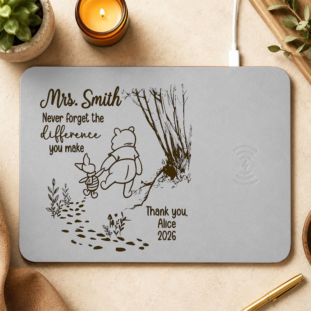 Personalized Teacher Gift Never Forget The Difference You Make Leather Charging Mat