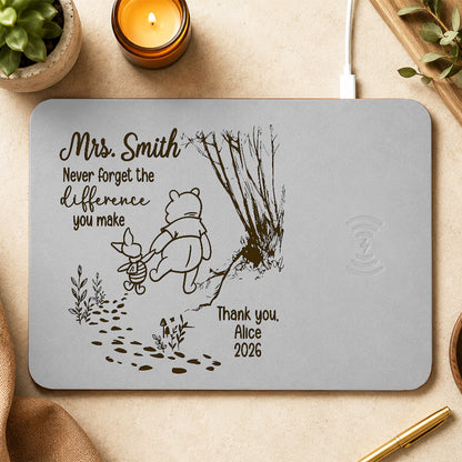 Personalized Teacher Gift Never Forget The Difference You Make Leather Charging Mat