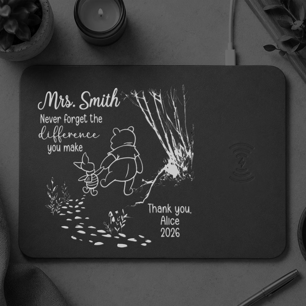 Personalized Teacher Gift Never Forget The Difference You Make Leather Charging Mat