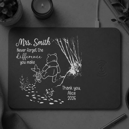 Personalized Teacher Gift Never Forget The Difference You Make Leather Charging Mat