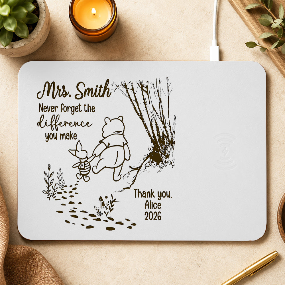Personalized Teacher Gift Never Forget The Difference You Make Leather Charging Mat