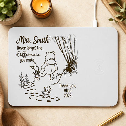 Personalized Teacher Gift Never Forget The Difference You Make Leather Charging Mat