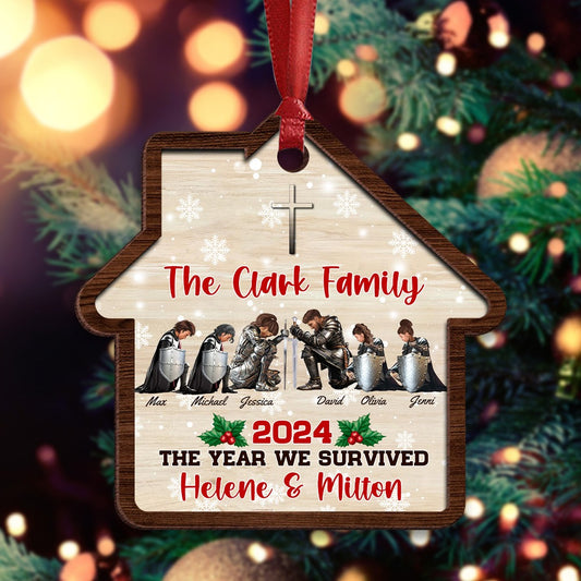 Personalized The Family Warrior 2024 The Year We Survived Helene And Milton 2-Layer Wooden Ornament