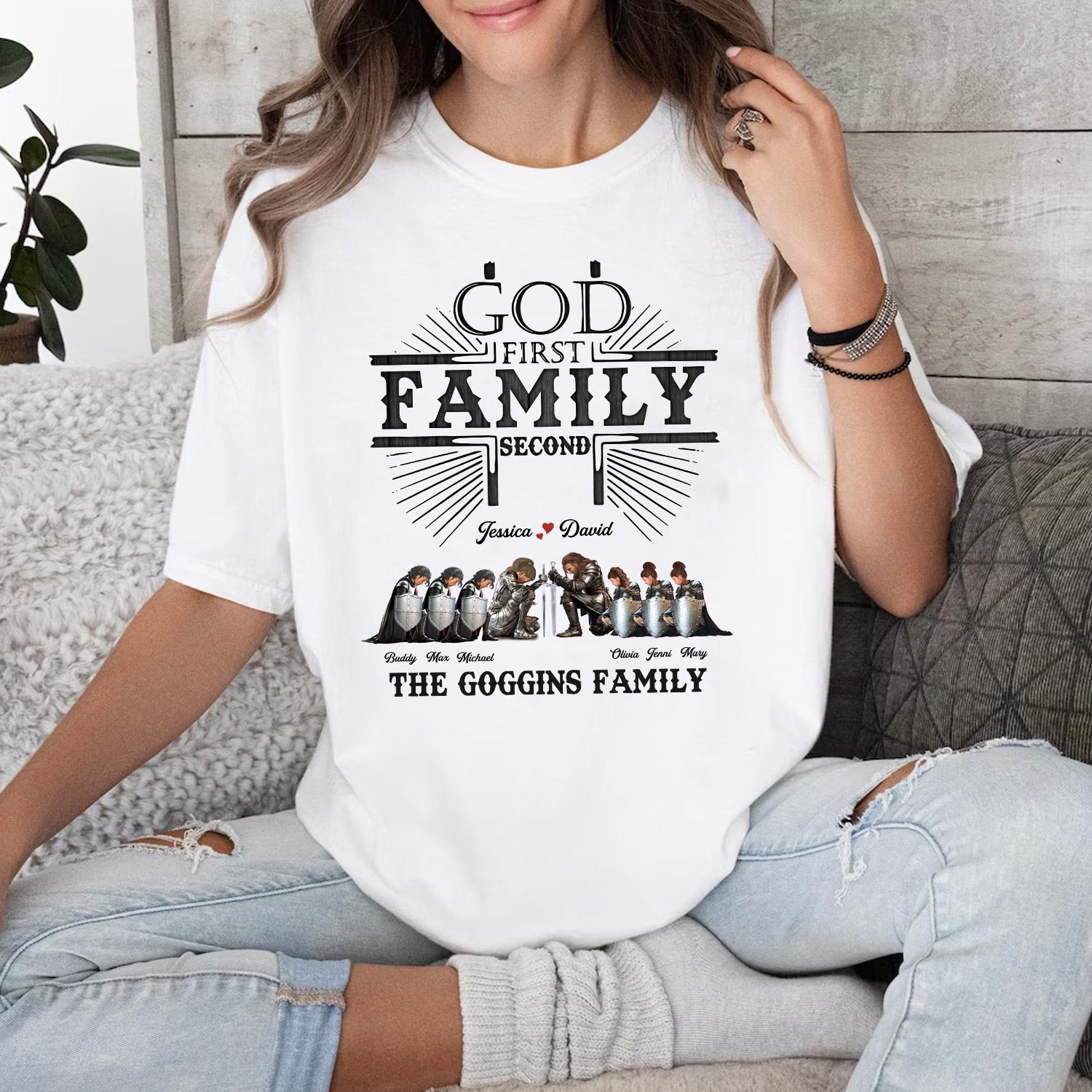 Personalized The Family Warrior God First Family Second T-Shirt