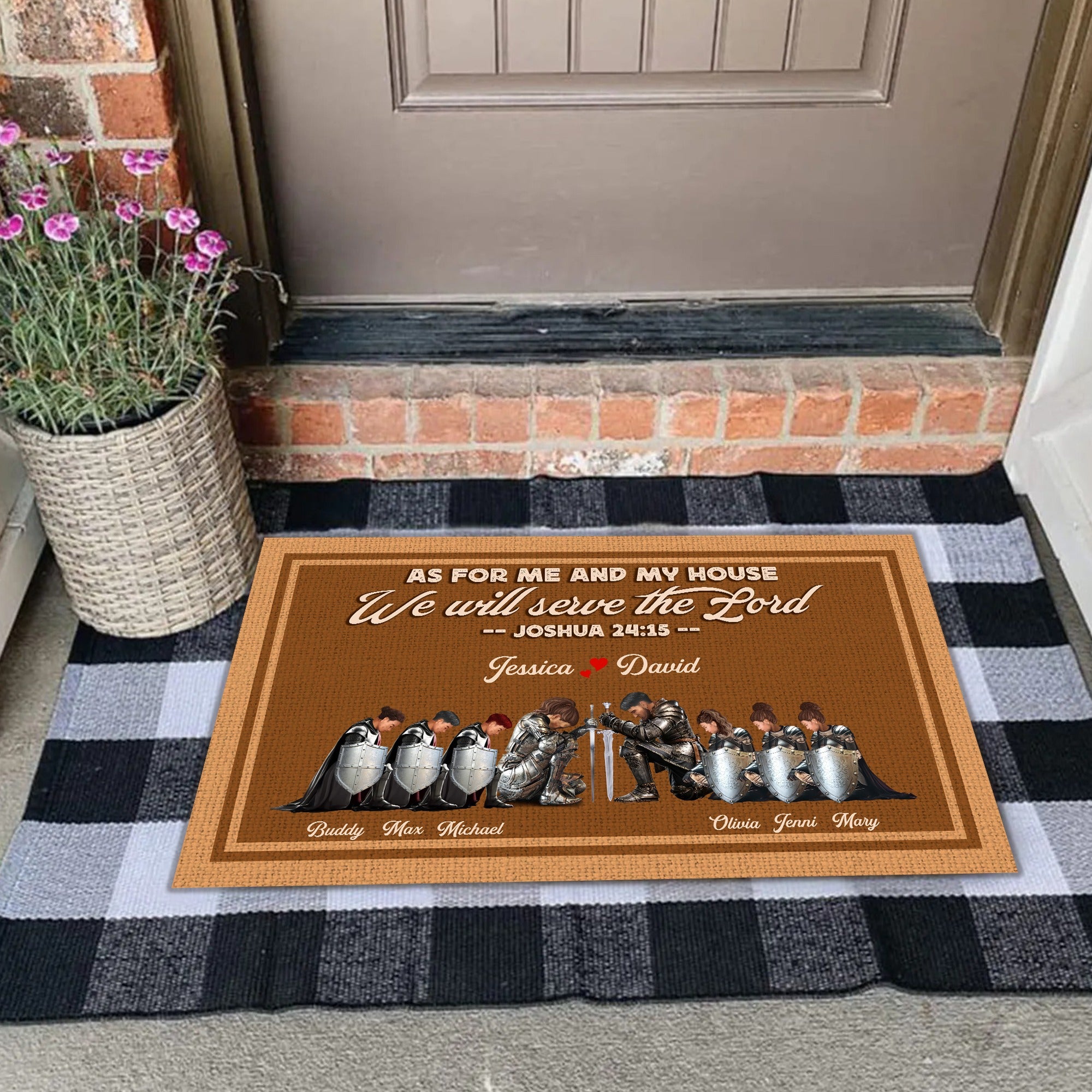 Personalized The Family Warrior Of God As For Me And My House We Will Serve The Lord Joshua 24:15 Doormat