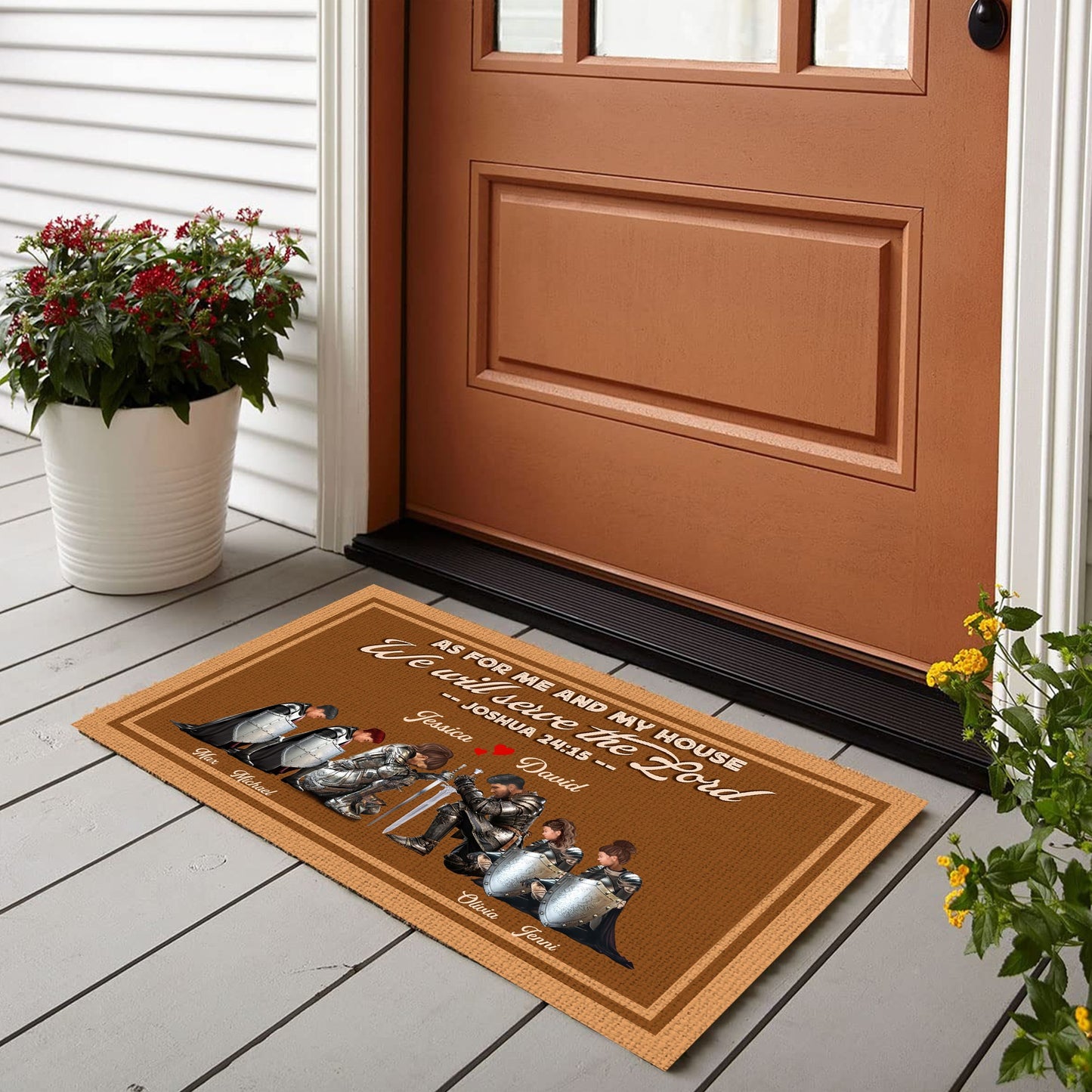 Personalized The Family Warrior Of God As For Me And My House We Will Serve The Lord Joshua 24:15 Doormat