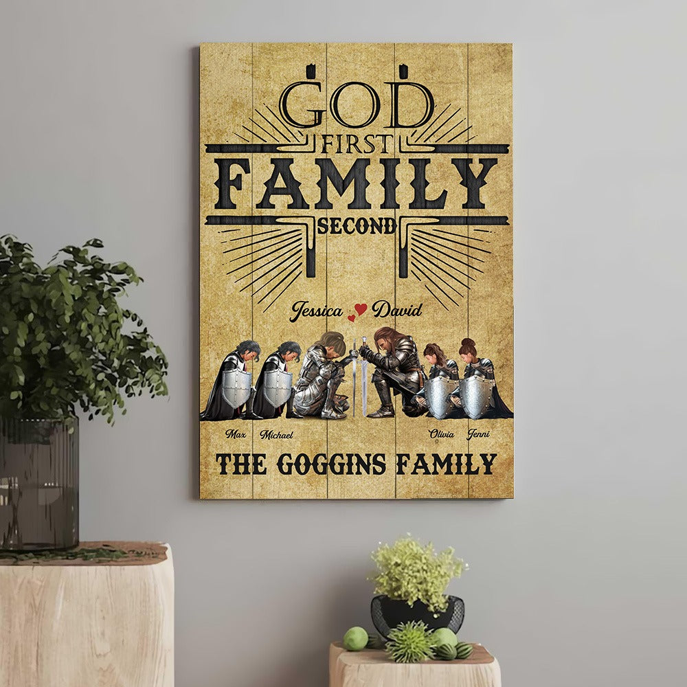 Personalized The Family Warrior God First Family Second Poster Canvas