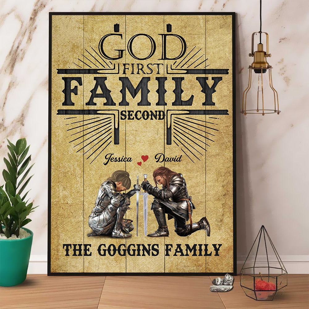 Personalized The Family Warrior God First Family Second Poster Canvas