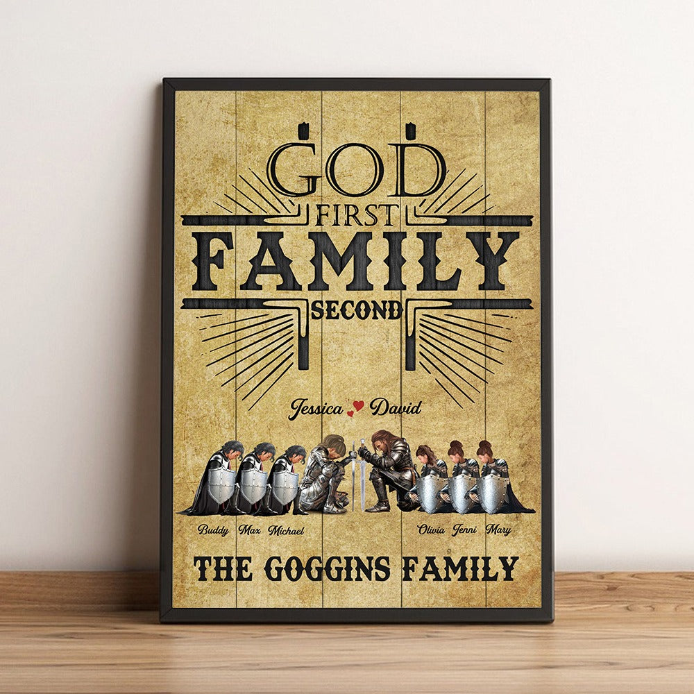 Personalized The Family Warrior God First Family Second Poster Canvas