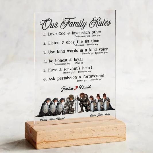 Personalized The Family Warrior Of God Our Family Rules Acrylic Plaque