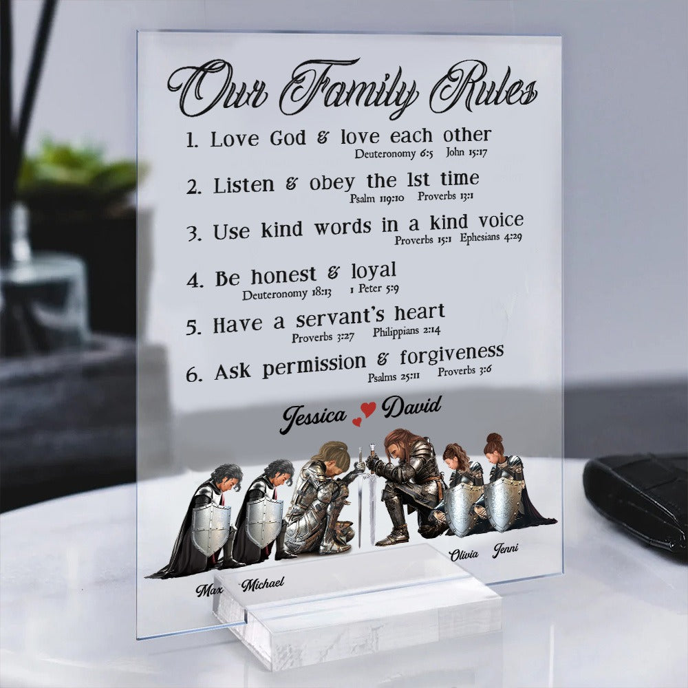 Personalized The Family Warrior Of God Our Family Rules Acrylic Plaque