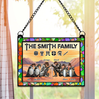 Personalized The Family Warrior Of God Put On The Full Armor Of God Ephesians 6:10 Hanging Suncatcher Ornament