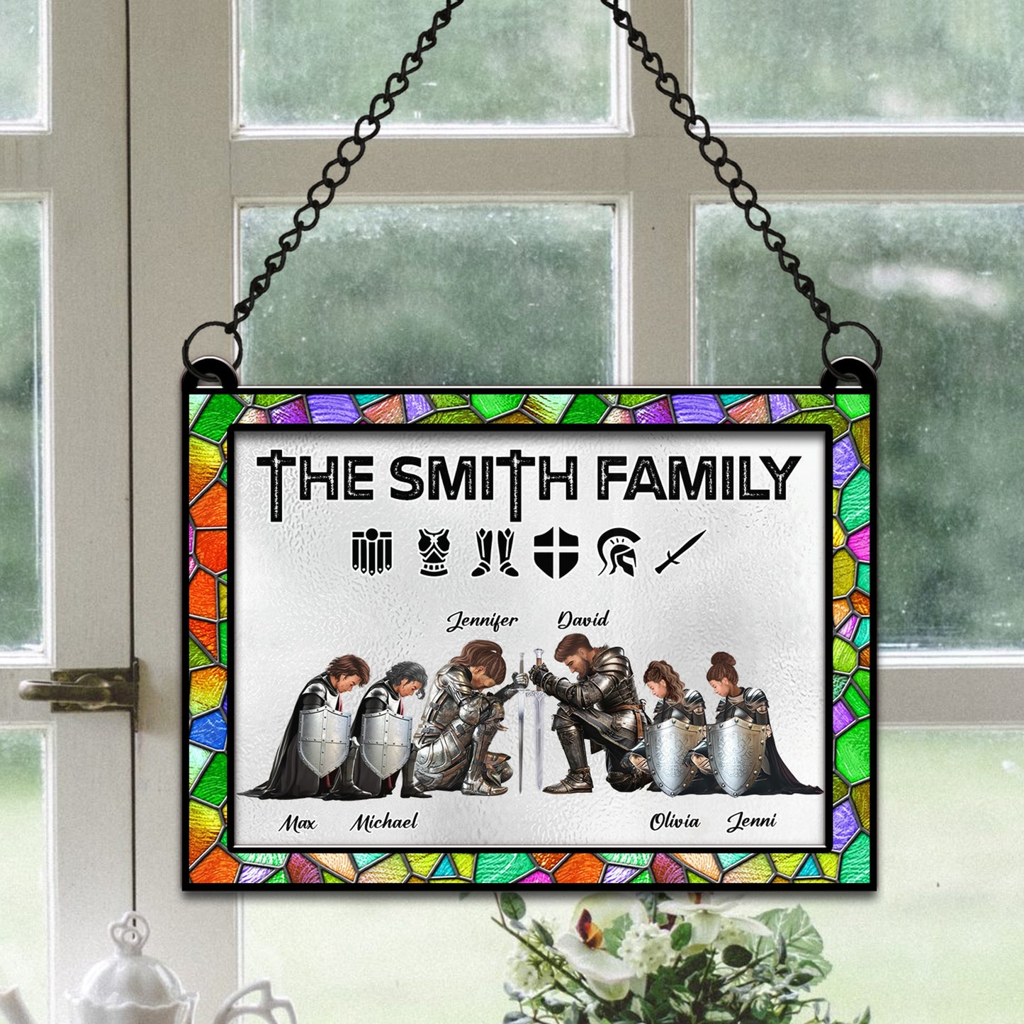 Personalized The Family Warrior Of God Put On The Full Armor Of God Ephesians 6:10 Hanging Suncatcher Ornament