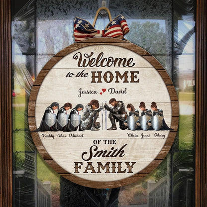 Personalized The Family Warrior Of God Welcome To The Home Wood Sign