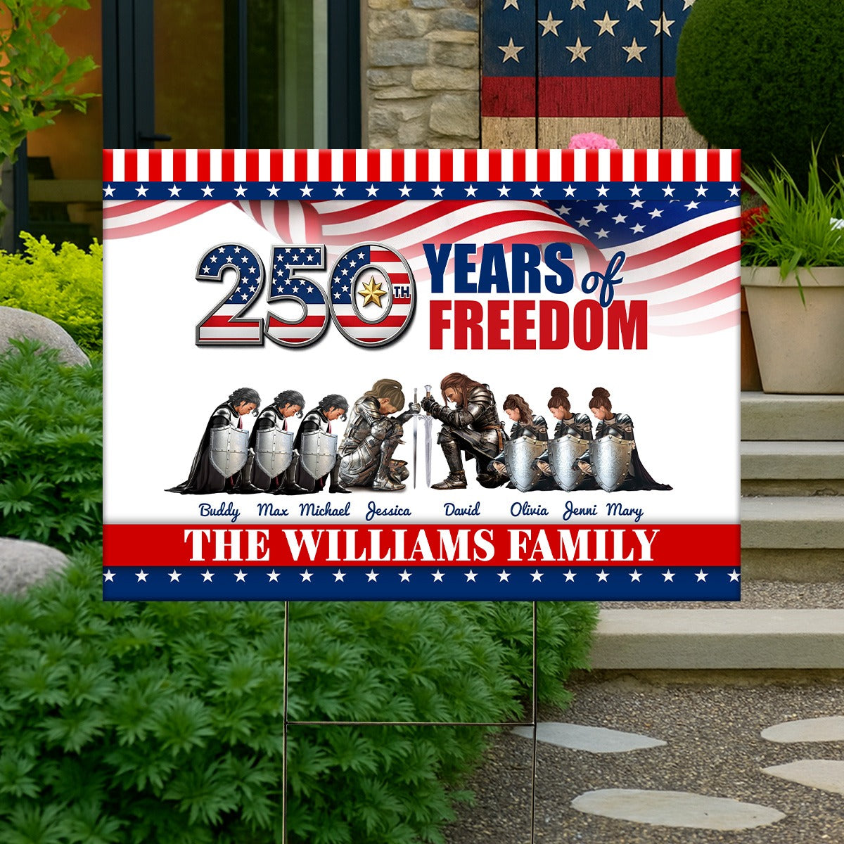 Personalized Family Warrior of God America 250th Anniversary Yard Sign