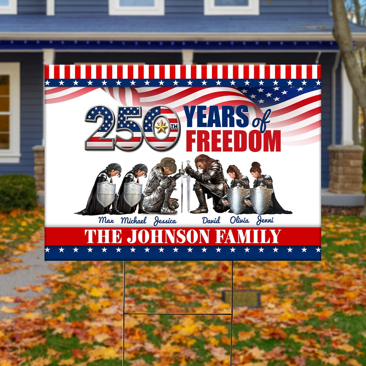 Personalized Family Warrior of God America 250th Anniversary Yard Sign