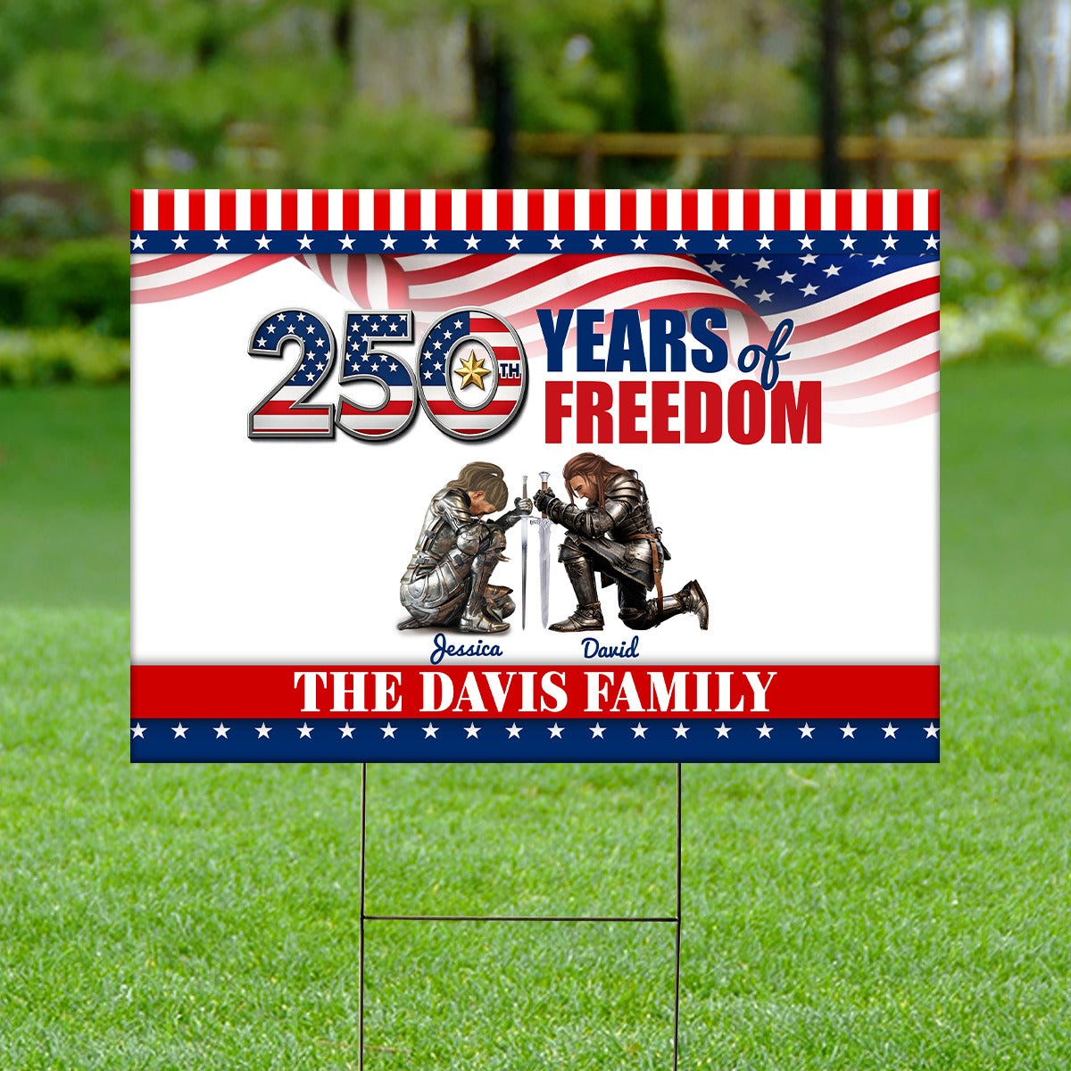 Personalized Family Warrior of God America 250th Anniversary Yard Sign