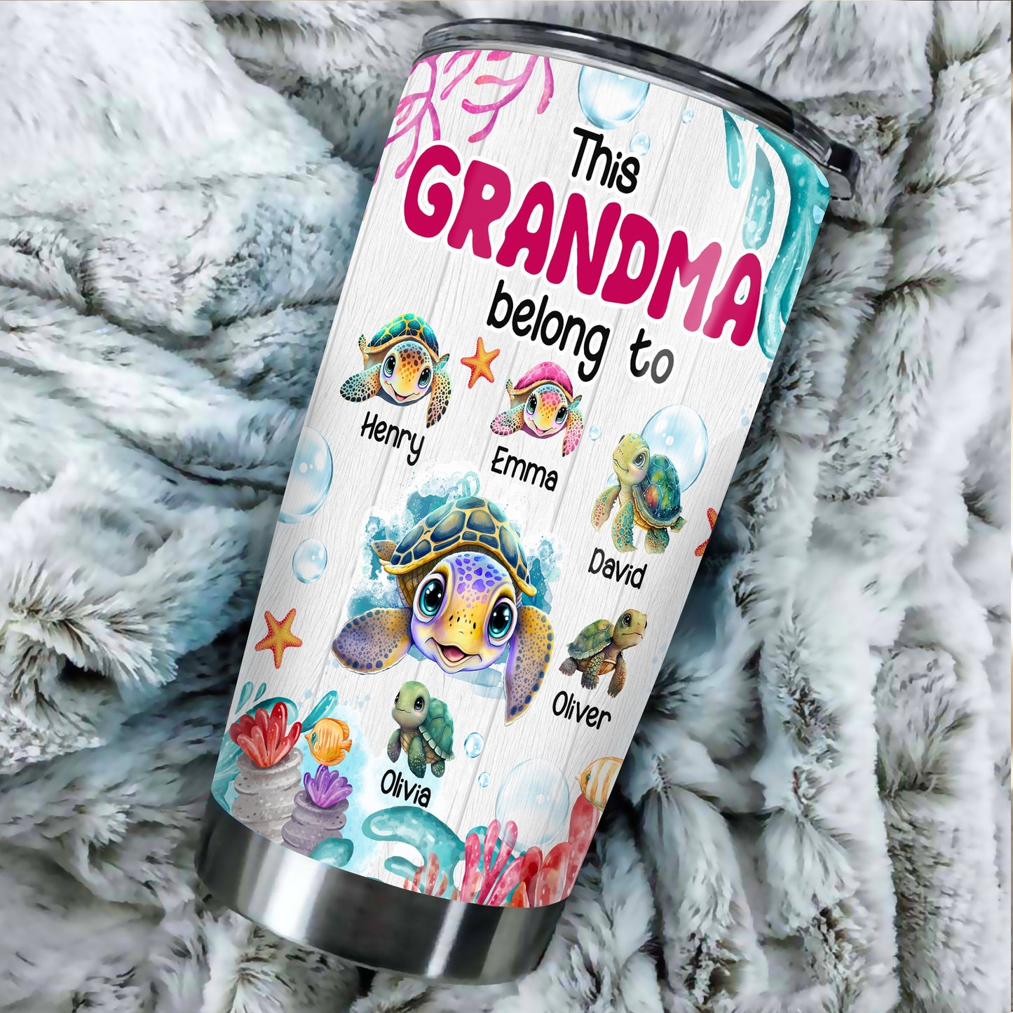 Personalized Turtle Mom Grandma This Grandma Belongs To Funny Kids Tumbler