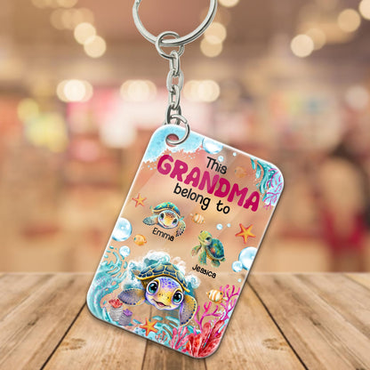 Personalized Turtle Mom Grandma This Grandma Belongs To Funny Kids Acrylic Keychain