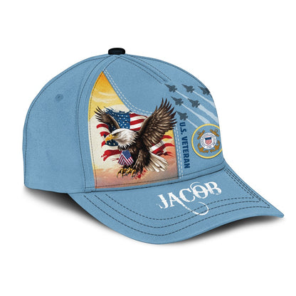 Personalized US Military Logo, America Veteran with Eagle Over Print Classic Cap