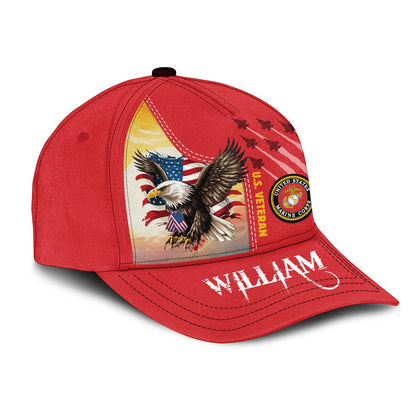 Personalized US Military Logo, America Veteran with Eagle Over Print Classic Cap