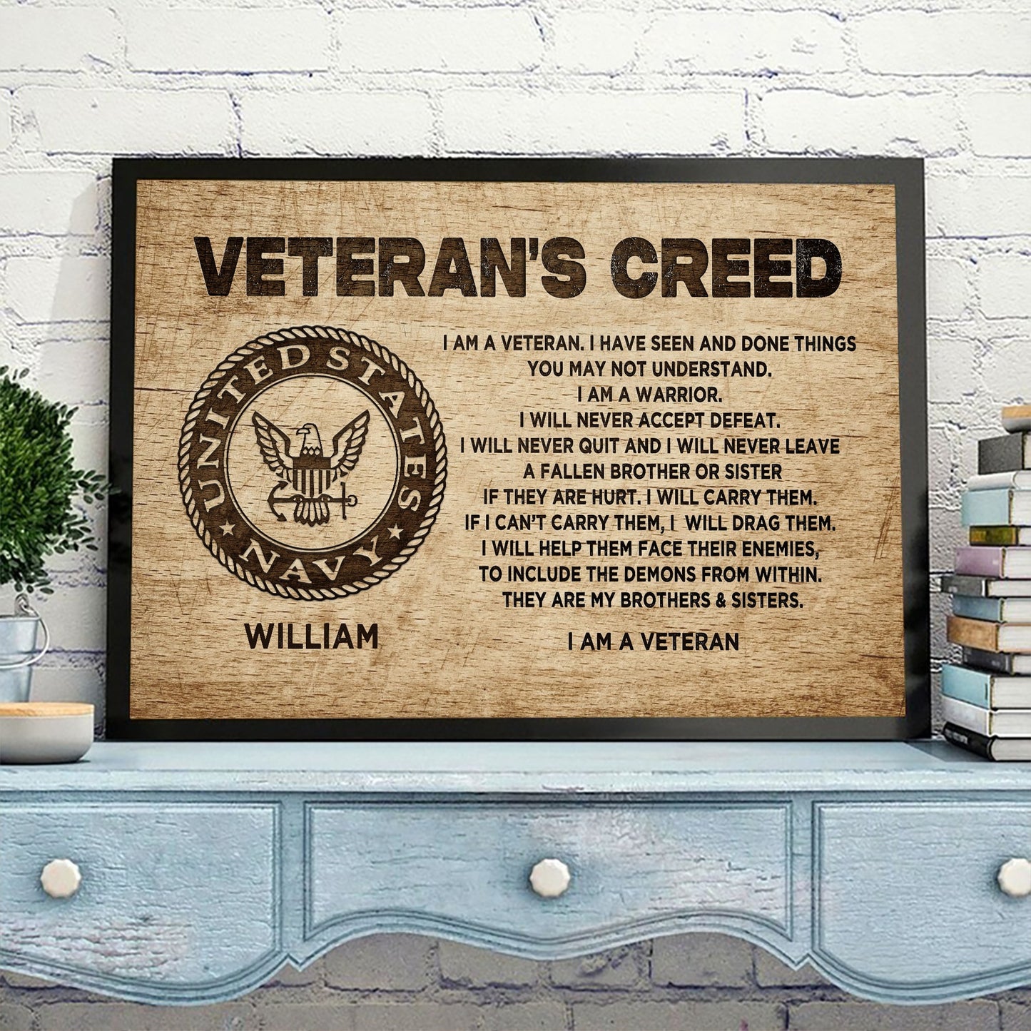 Personalized US Military Logo, VeteranS Creed I Am A Veteran I Have Seen And Done Things Poster Canvas