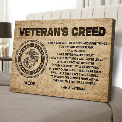 Personalized US Military Logo, VeteranS Creed I Am A Veteran I Have Seen And Done Things Poster Canvas