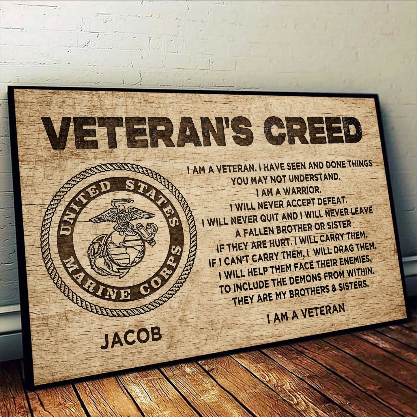 Personalized US Military Logo, VeteranS Creed I Am A Veteran I Have Seen And Done Things Poster Canvas