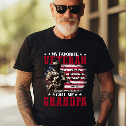 Personalized US Military Logos Bundle My Favorite Veteran Call Me Grandpa T-Shirt