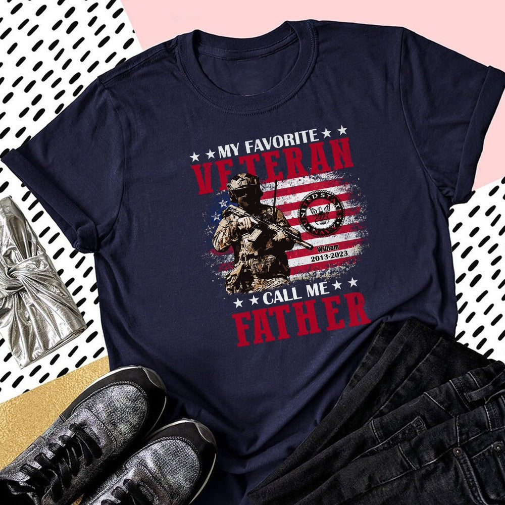 Personalized US Military Logos Bundle My Favorite Veteran Call Me Grandpa T-Shirt